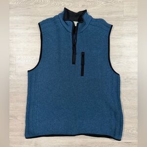 The Territory Ahead Blue Sleeveless Knit Vest with Black Trim Lambswool